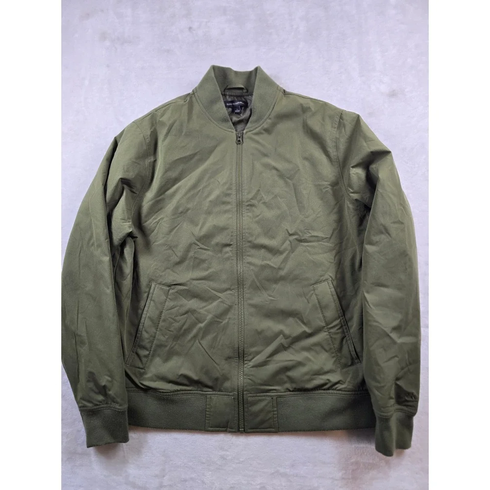 Banana Republic Bomber Jacket Mens Large Olive Green Polyester Full Zip